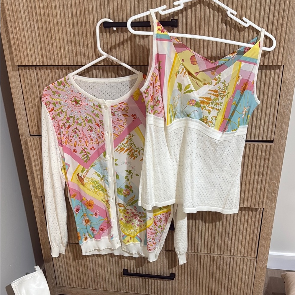 Salvatore Ferragamo Floral Cardigan and Tank Set